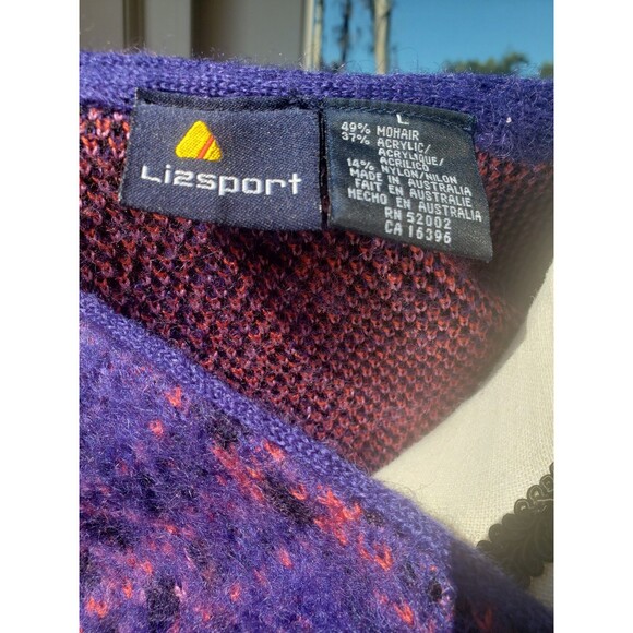 Vintage 90s LizSport Purple Plaid Mohair Button Up Academia Sweater Vest Sz L - Picture 9 of 14